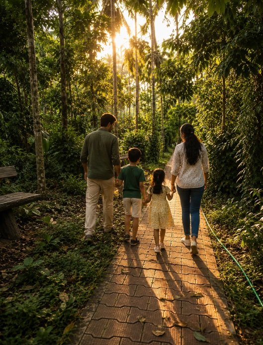 Family enjoying nature walk